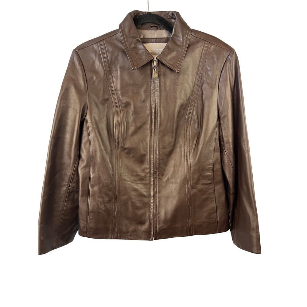 Croft & Barrow Chocolate Brown Lambskin Leather Zipper Jacket SzM Chic Sleek